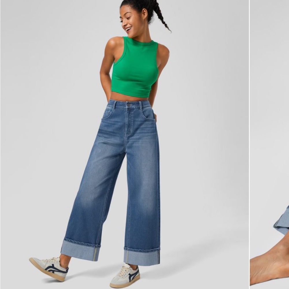 High-Waisted Blue Wide Leg Flare Jeans